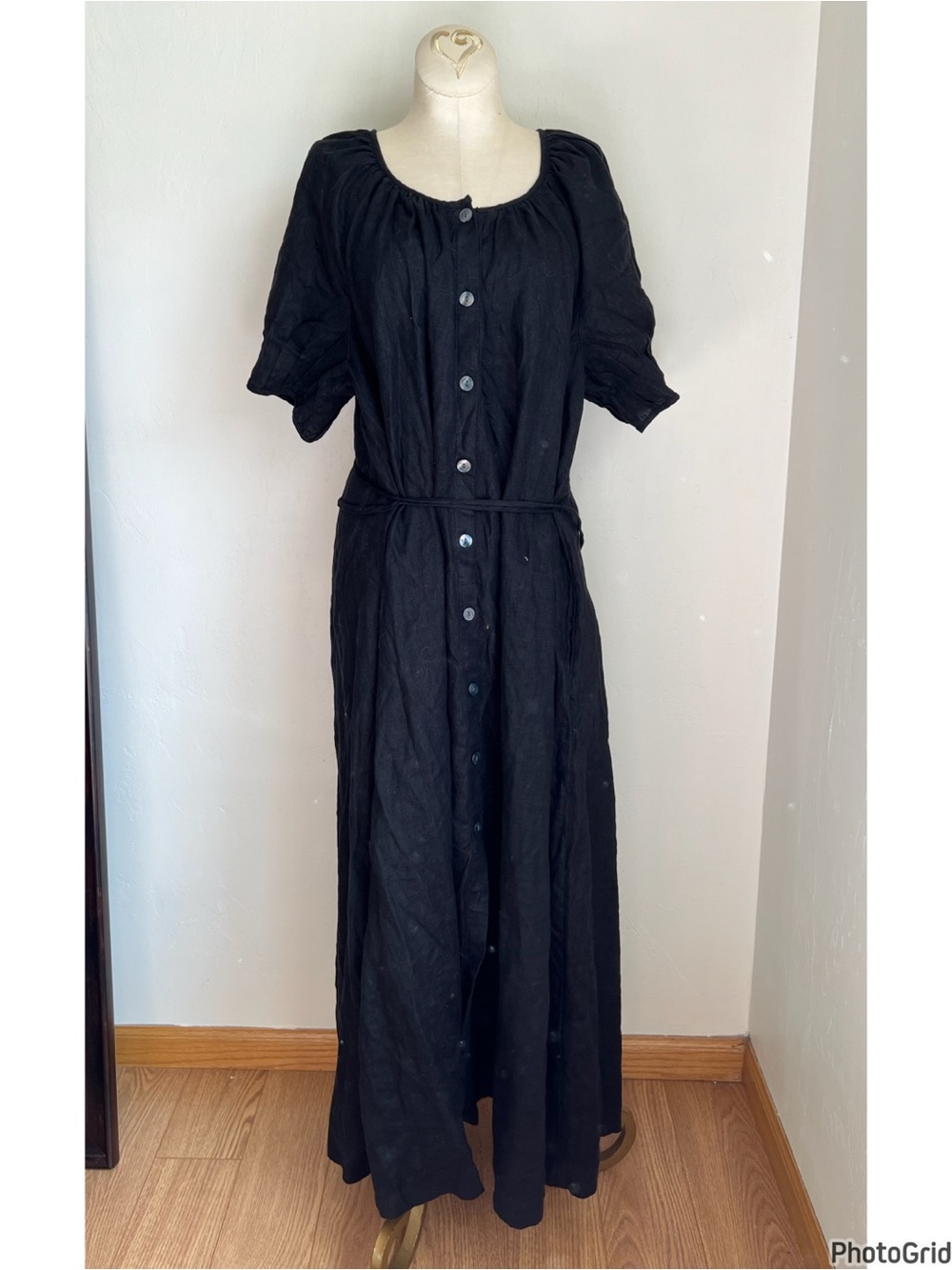 J.Crew Black Linen Short Sleeve Dress XL